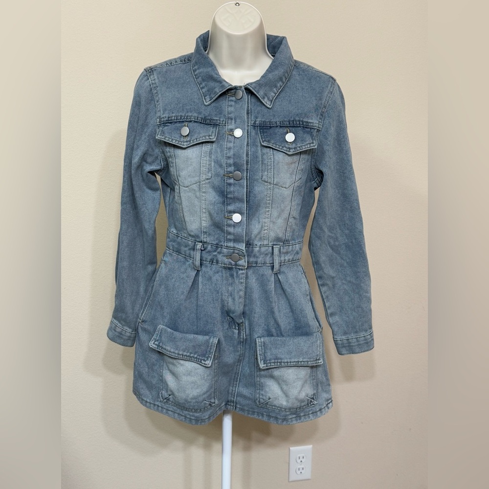 Lavie Couture Women’s Blue Collared Long Sleeve Comfort Denim Mini Dress S